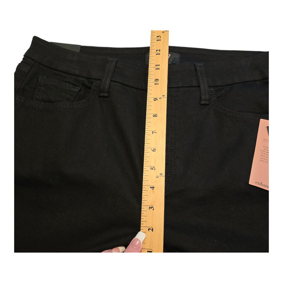 Jen 7 by 7 For All Mankind Jeans Size 10 Black Petite Slim Straight Raw Hem Goth - Picture 13 of 16